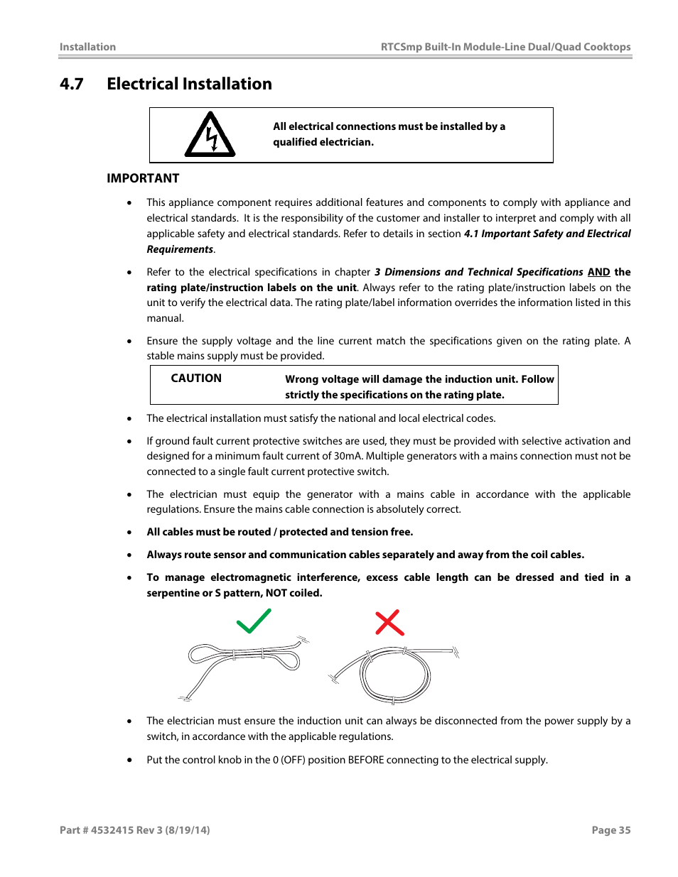 7 electrical installation | Garland MO QU 28000 FL INDUCTION MODULE-LINE COOKTOPS DUAL/QUAD User Manual | Page 35 / 48