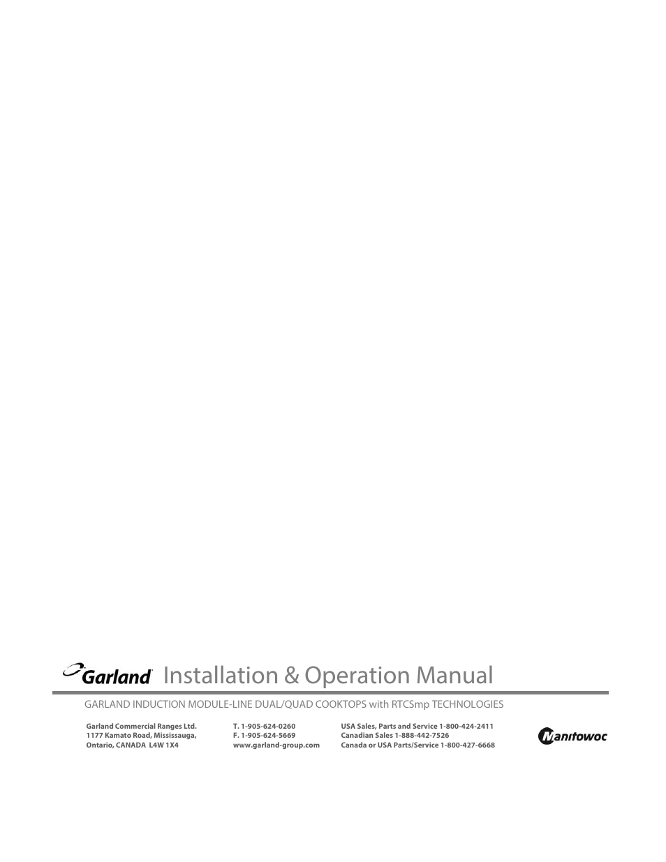 Installation & operation manual | Garland MO QU 28000 FL INDUCTION MODULE-LINE COOKTOPS DUAL/QUAD User Manual | Page 48 / 48