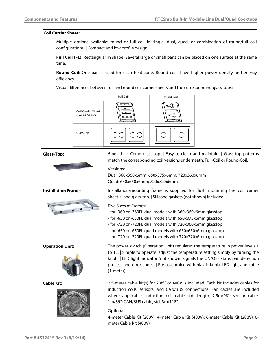 Garland MO QU 28000 FL INDUCTION MODULE-LINE COOKTOPS DUAL/QUAD User Manual | Page 9 / 48