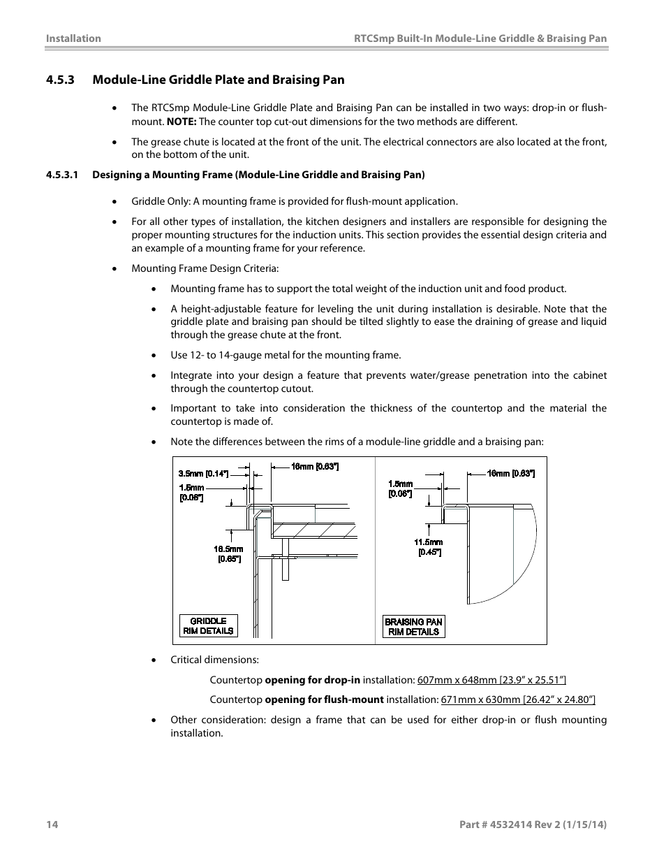 Garland MODUKB10000150 INDUCTION BUILT-IN MODULE-LINE GRIDDLE & BRAISING PAN User Manual | Page 14 / 32