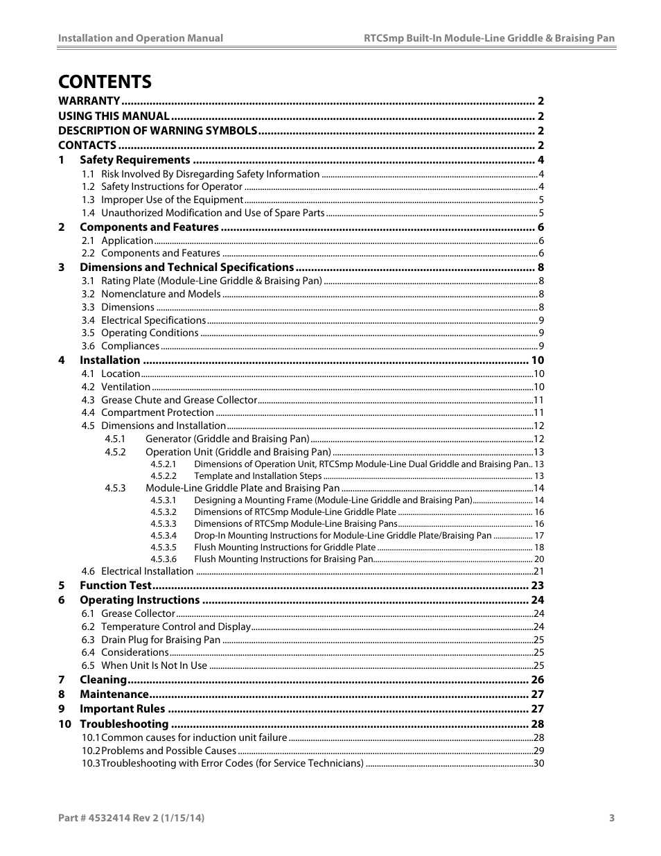 Garland MODUKB10000150 INDUCTION BUILT-IN MODULE-LINE GRIDDLE & BRAISING PAN User Manual | Page 3 / 32