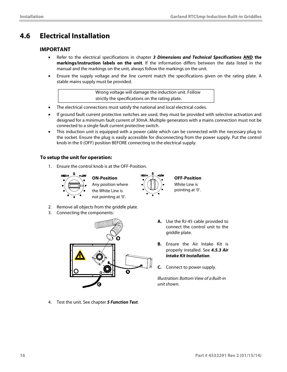 6 electrical installation | Garland SHGRIN5000 INDUCTION BUILT-IN GRIDDLES User Manual | Page 16 / 28