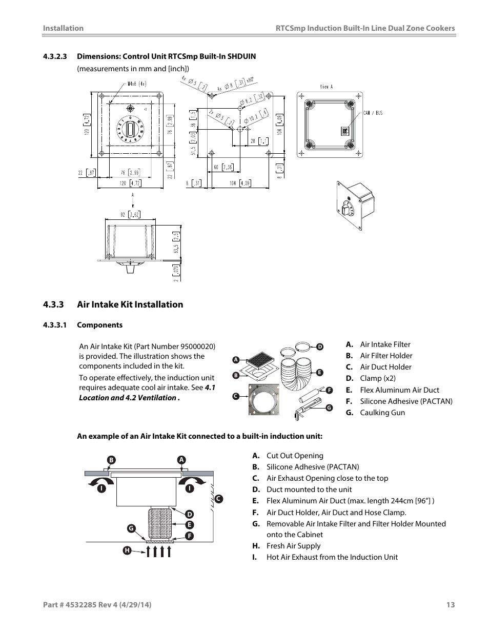 3 air intake kit installation | Garland SH DU IN 10000 (2x5000 / 10kW) INDUCTION BUILT-IN LINE DUAL-ZONE COOKERS User Manual | Page 13 / 28
