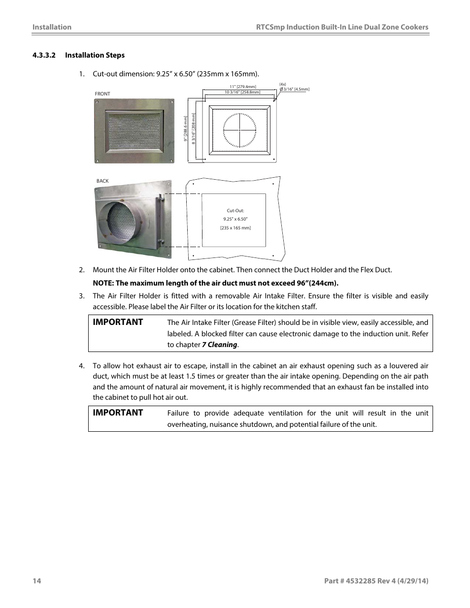 Important | Garland SH DU IN 10000 (2x5000 / 10kW) INDUCTION BUILT-IN LINE DUAL-ZONE COOKERS User Manual | Page 14 / 28