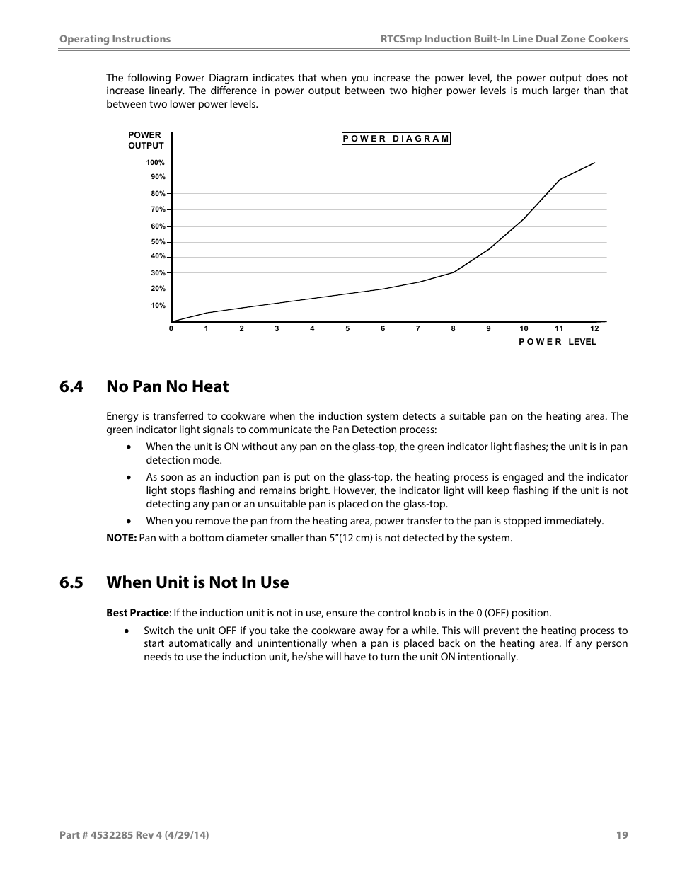 4 no pan no heat, 5 when unit is not in use | Garland SH DU IN 10000 (2x5000 / 10kW) INDUCTION BUILT-IN LINE DUAL-ZONE COOKERS User Manual | Page 19 / 28