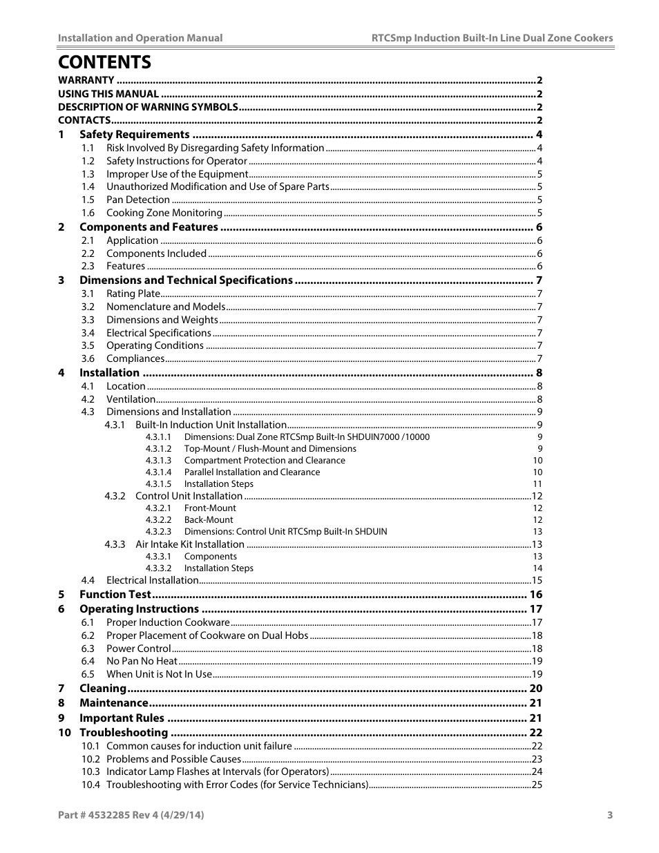 Garland SH DU IN 10000 (2x5000 / 10kW) INDUCTION BUILT-IN LINE DUAL-ZONE COOKERS User Manual | Page 3 / 28