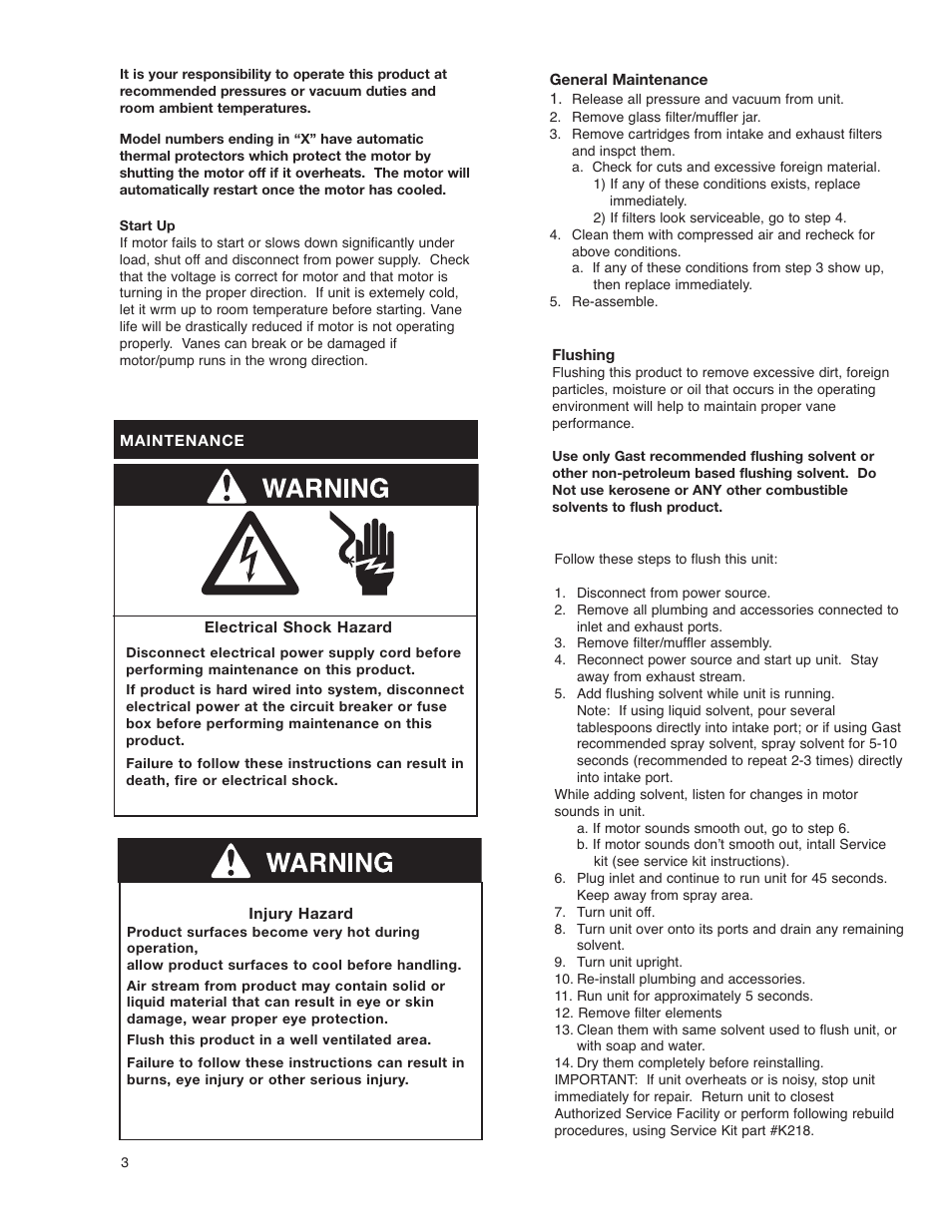 Gast 0211 Series Oilless Vacuum Pumps and Compressors User Manual | Page 3 / 7