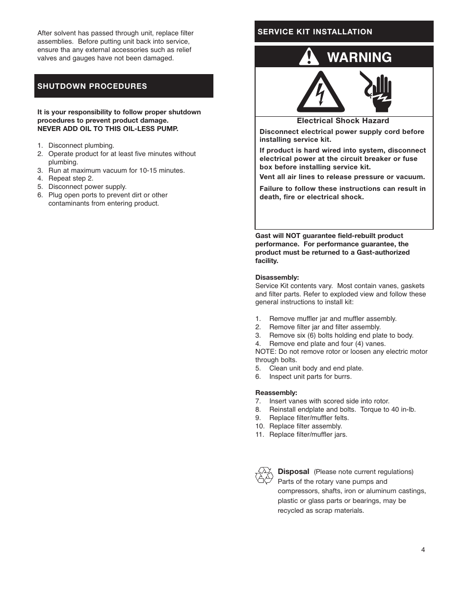 Gast 0211 Series Oilless Vacuum Pumps and Compressors User Manual | Page 4 / 7
