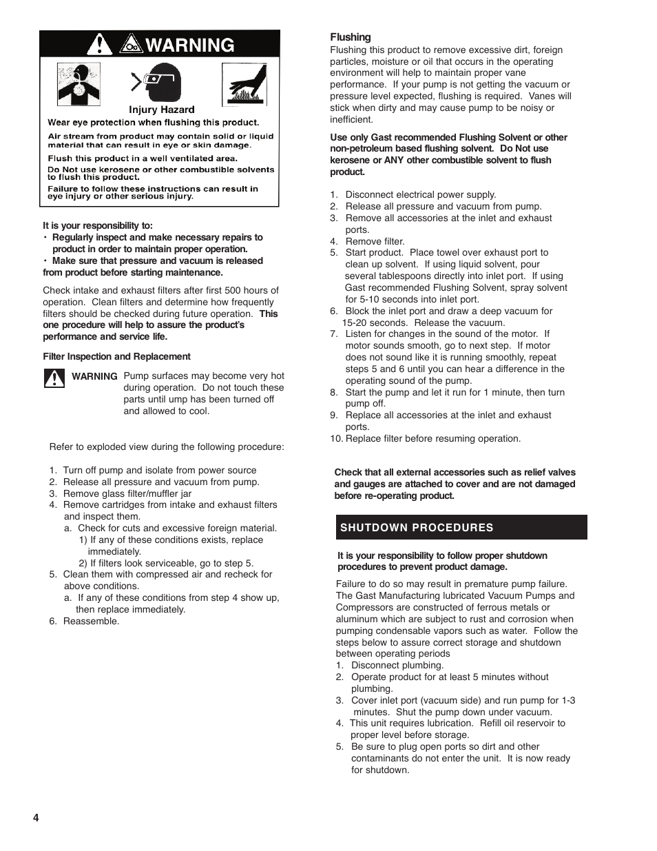 Gast 2567 Series Lubricated Vacuum Pumps and Compressors User Manual | Page 4 / 8