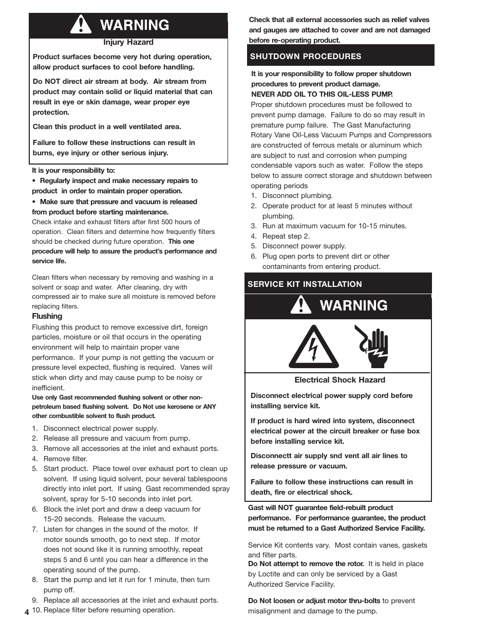 Gast 2567 Series Oilless Vacuum Pumps and Compressors User Manual | Page 4 / 8