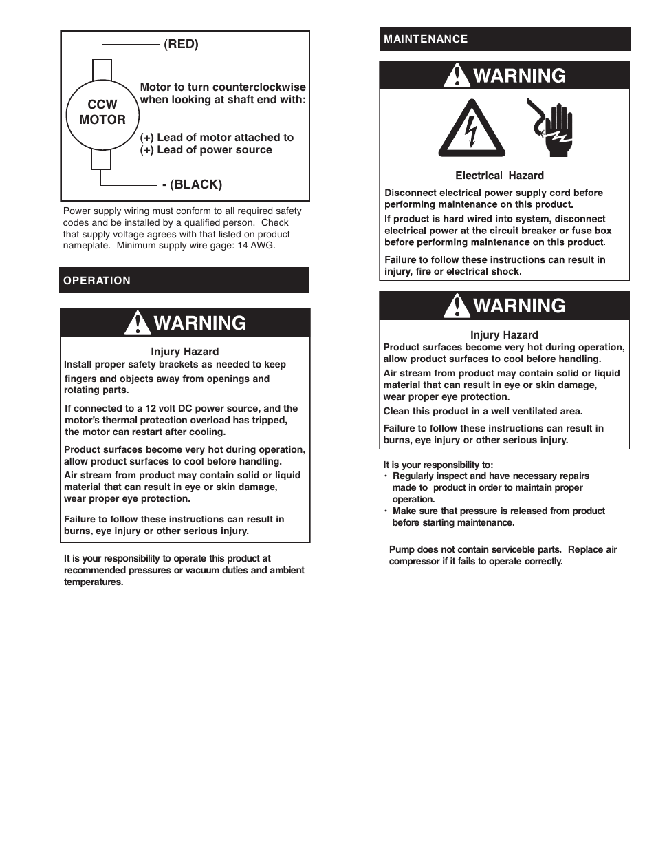 Warning | Gast 30R Series User Manual | Page 3 / 4