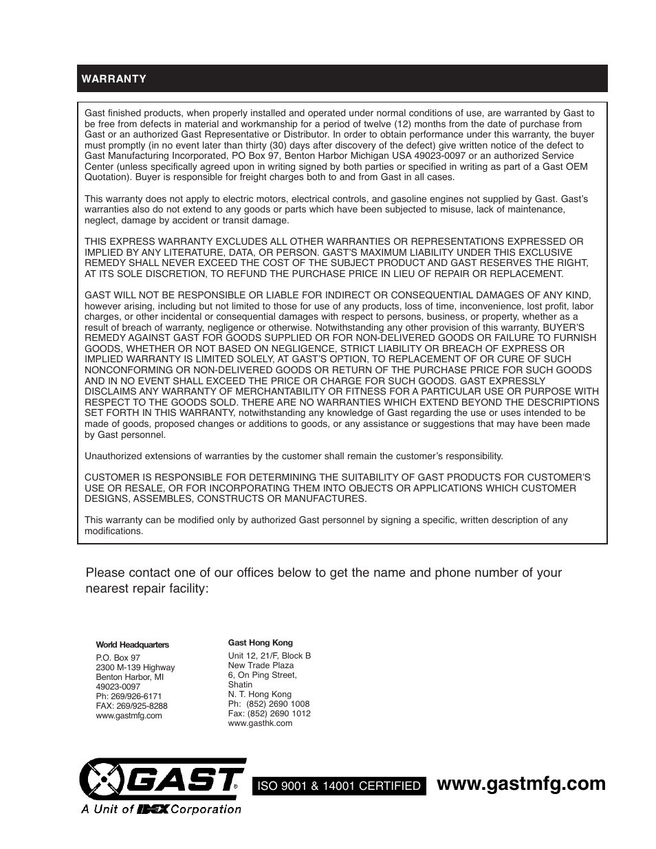 Gast 30R Series User Manual | Page 4 / 4