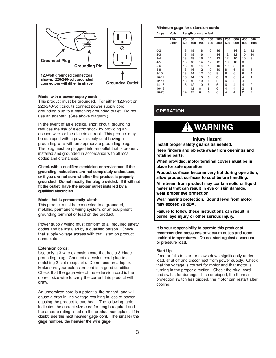 Warning | Gast 82R Series User Manual | Page 3 / 8