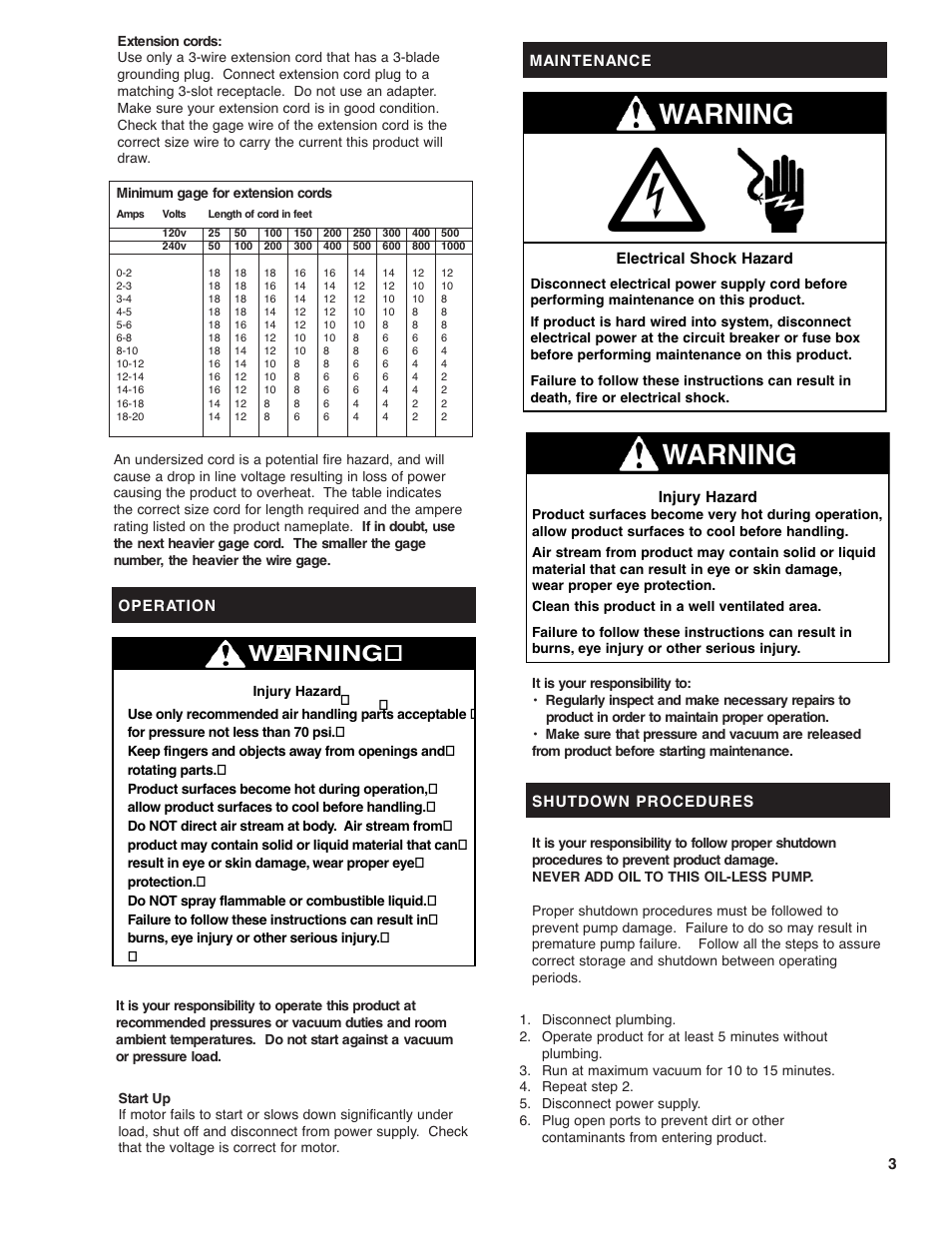 Warning | Gast 8R Series User Manual | Page 3 / 7