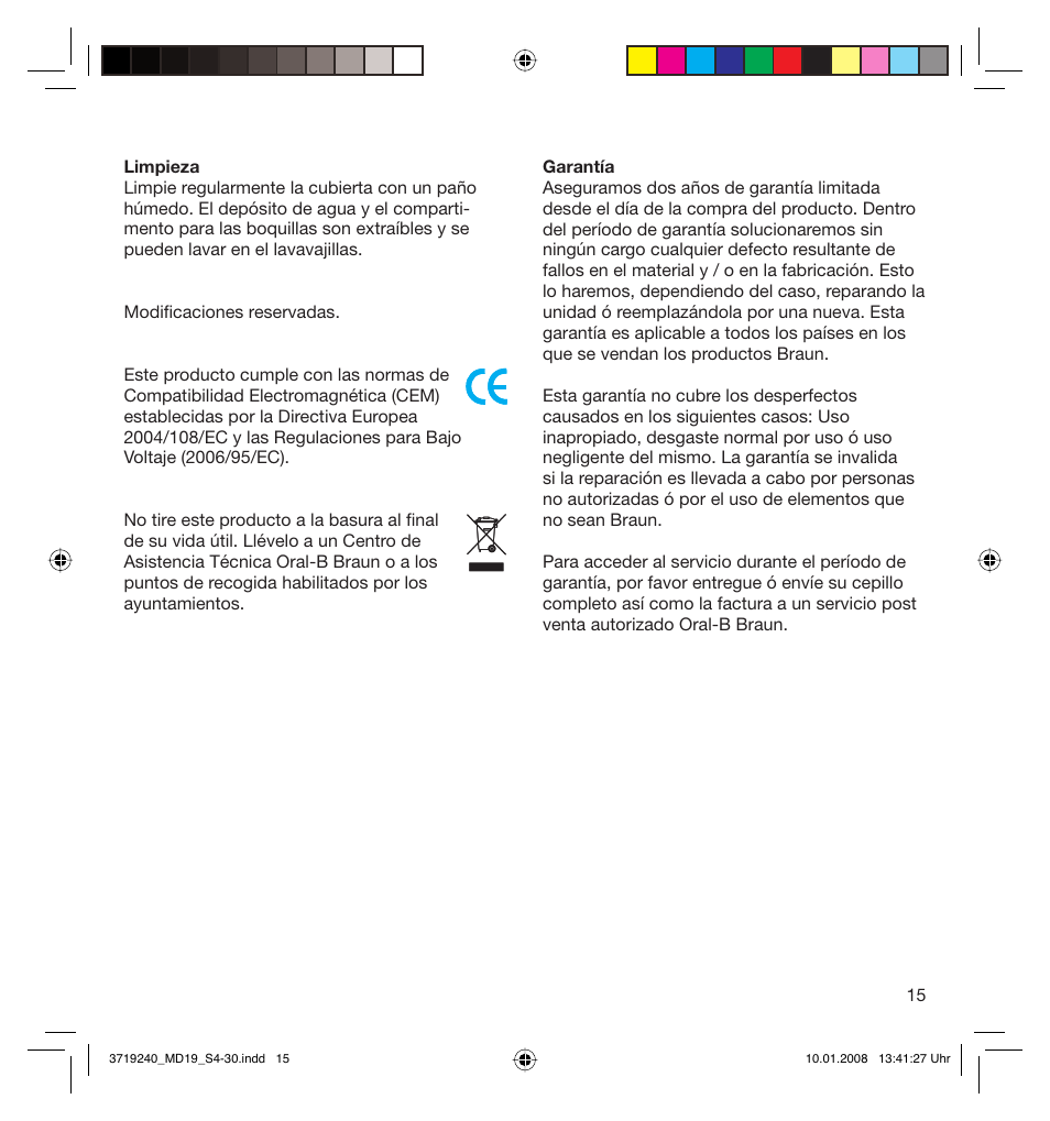 Braun Oral-B 8000 OxyJet User Manual | Page 15 / 28
