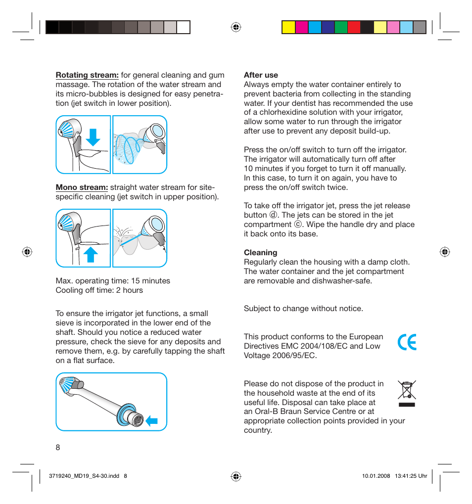 Braun Oral-B 8000 OxyJet User Manual | Page 8 / 28