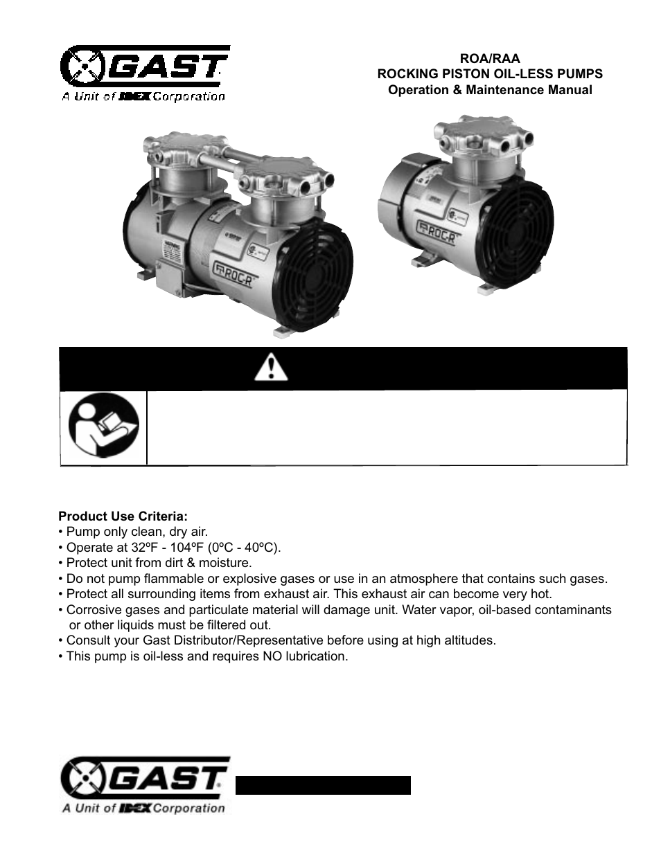 Gast RAA Series User Manual | 8 pages