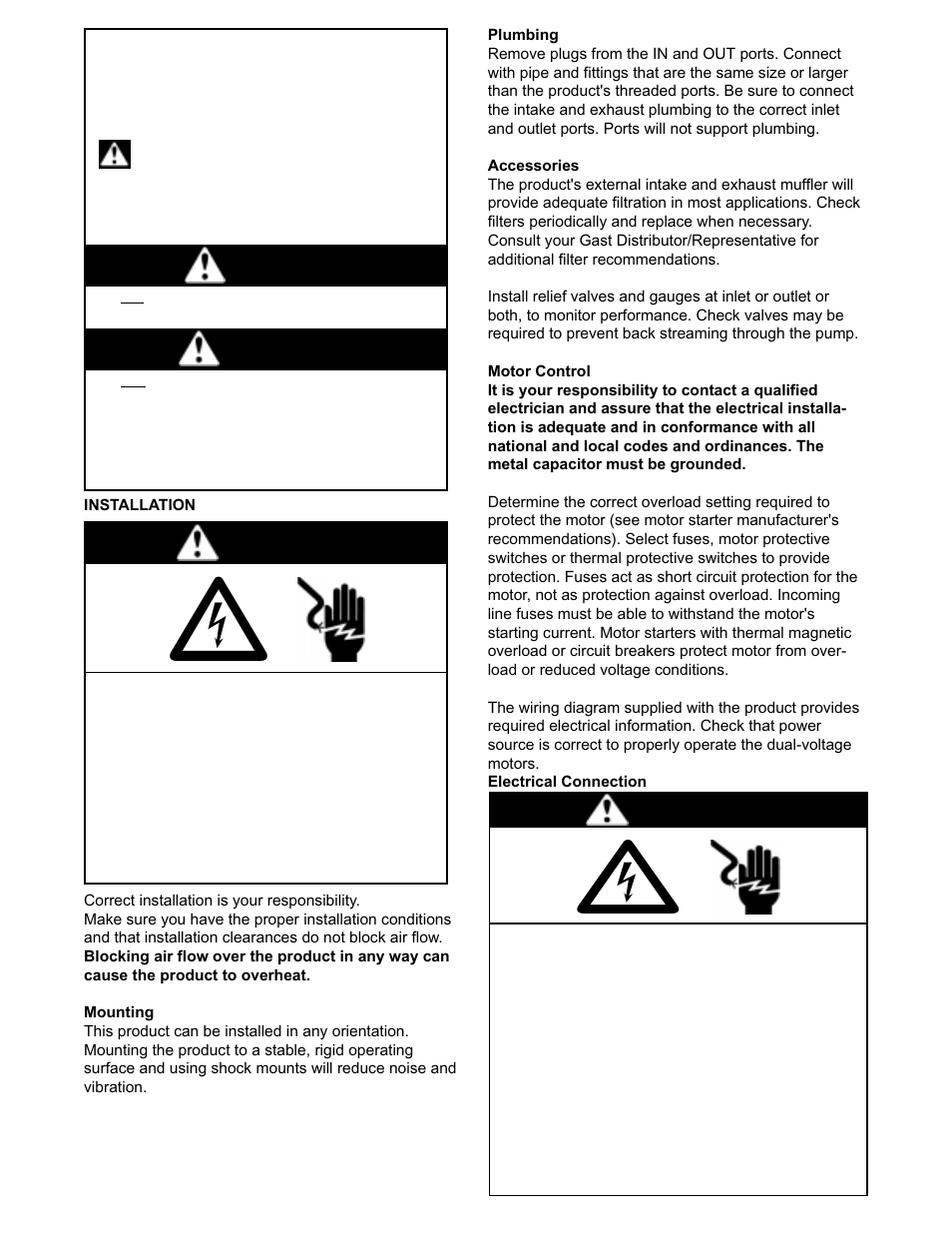 Warning, Warning danger | Gast RAA Series User Manual | Page 2 / 8