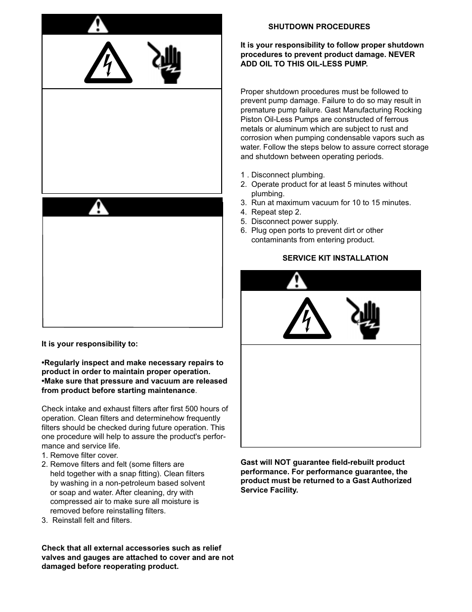 Warning | Gast RAA Series User Manual | Page 4 / 8