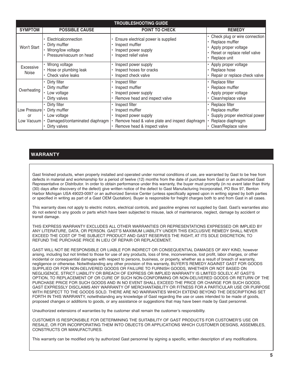 Gast 10D (DC) Series User Manual | Page 5 / 6