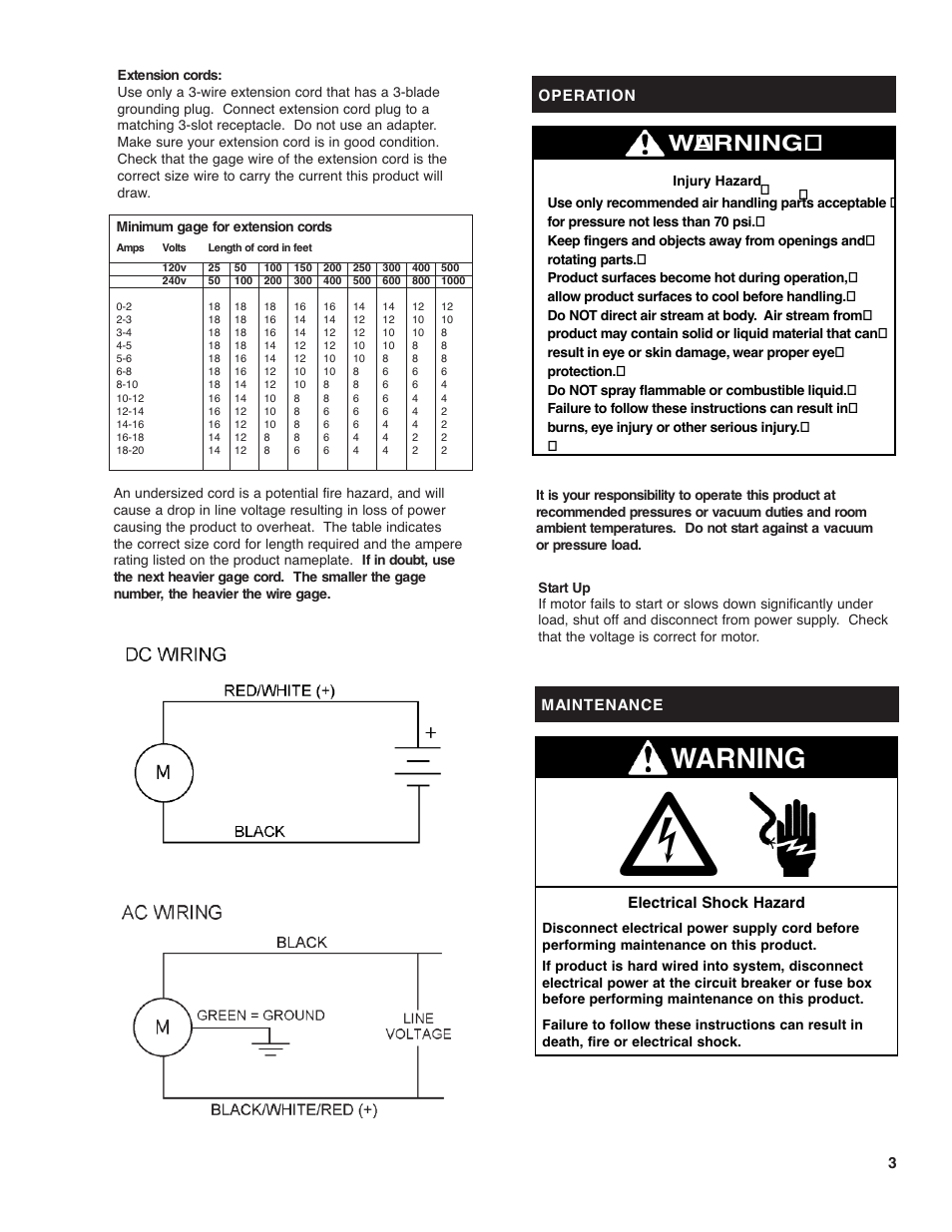 Warning | Gast 15D (DC) TWIN User Manual | Page 3 / 6