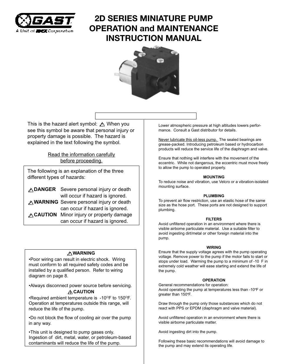 Gast 2D Series User Manual | 2 pages