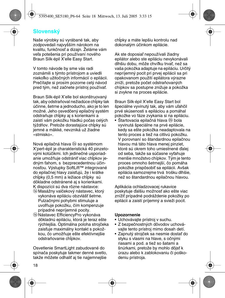 Slovensk | Braun 5280 User Manual | Page 17 / 61