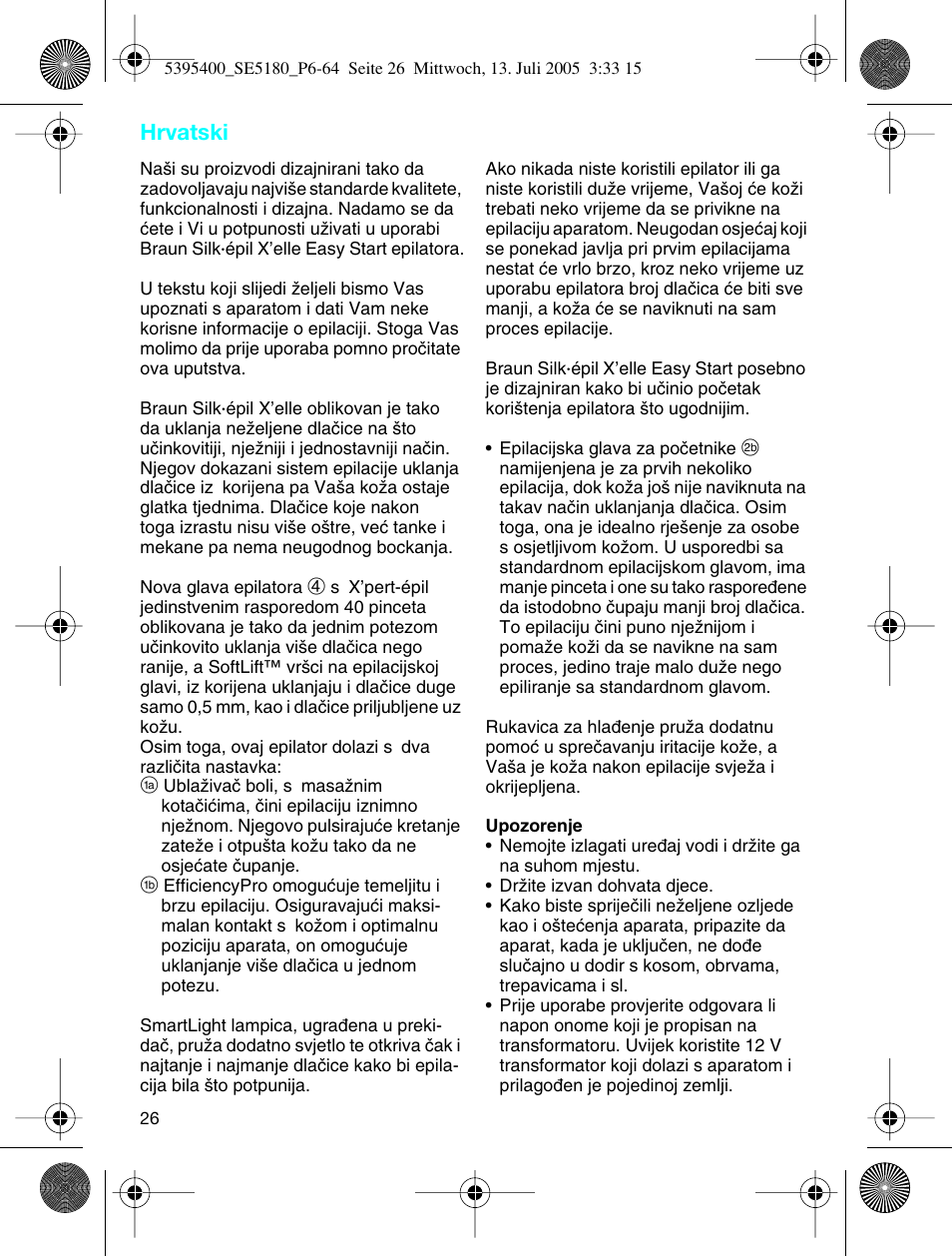 Hrvatski | Braun 5280 User Manual | Page 25 / 61