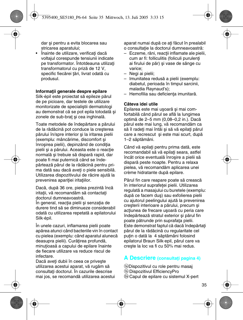 A descriere | Braun 5280 User Manual | Page 34 / 61