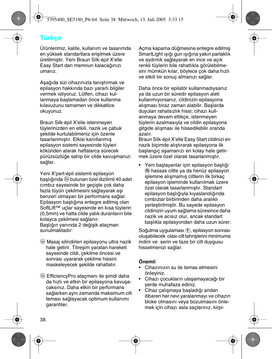 Türkçe | Braun 5280 User Manual | Page 37 / 61
