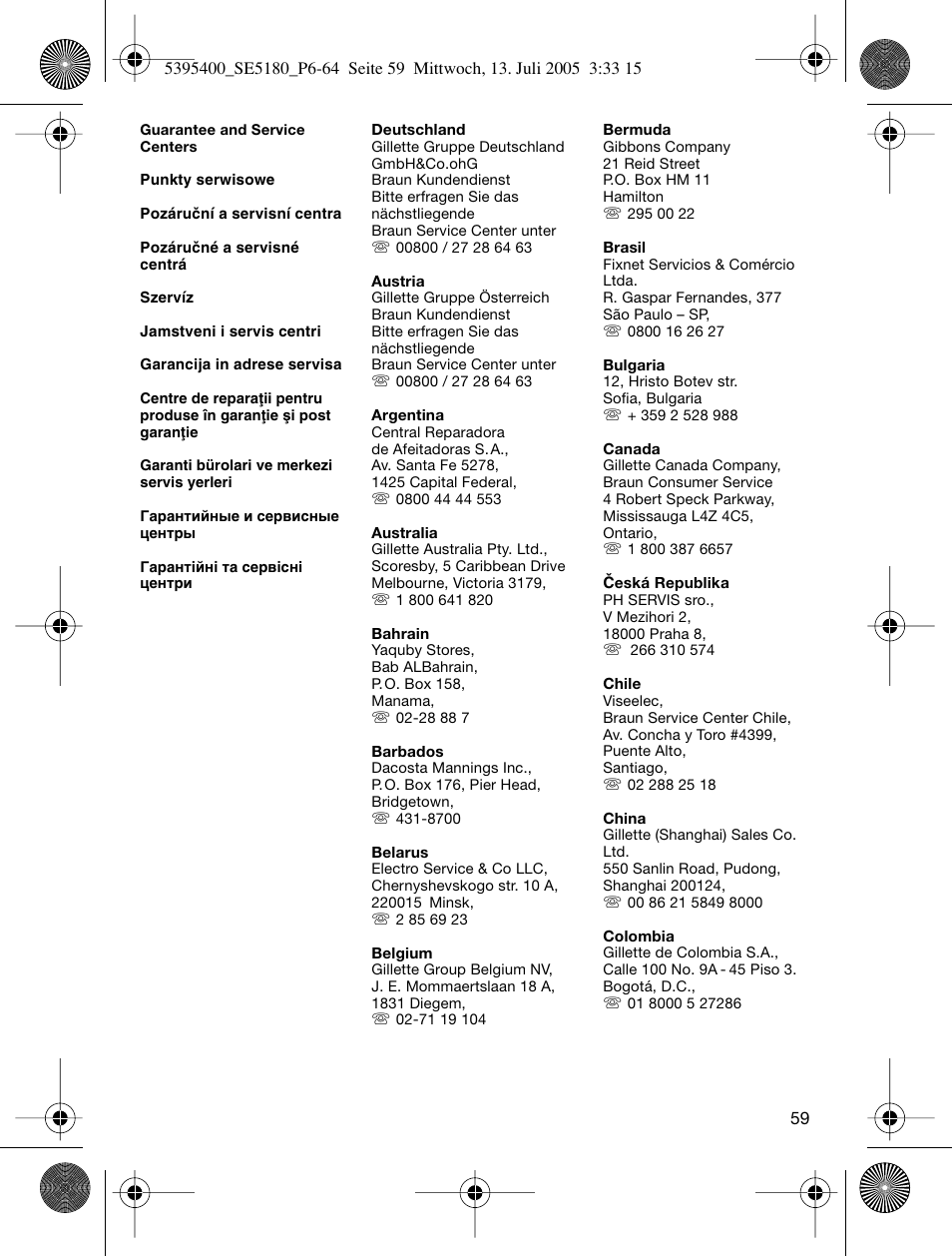 Braun 5280 User Manual | Page 58 / 61