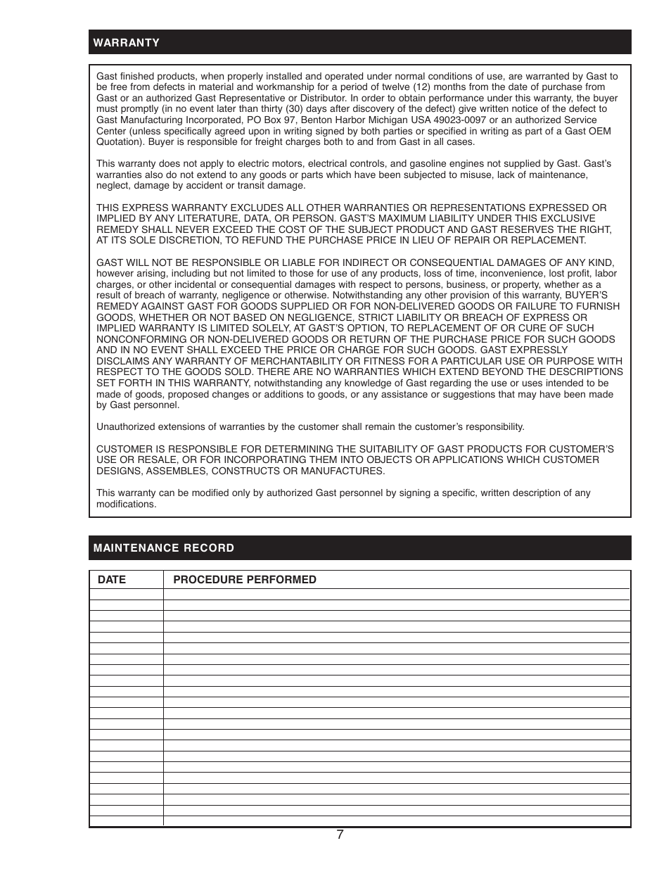 Gast DAA Series User Manual | Page 7 / 8