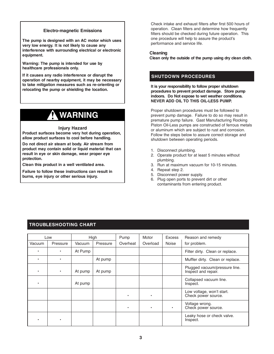 Warning | Gast DOA UL60601-1 User Manual | Page 3 / 5