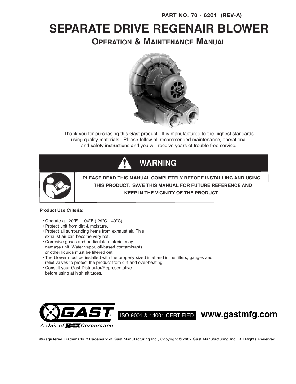 Gast SDR6 User Manual | 10 pages