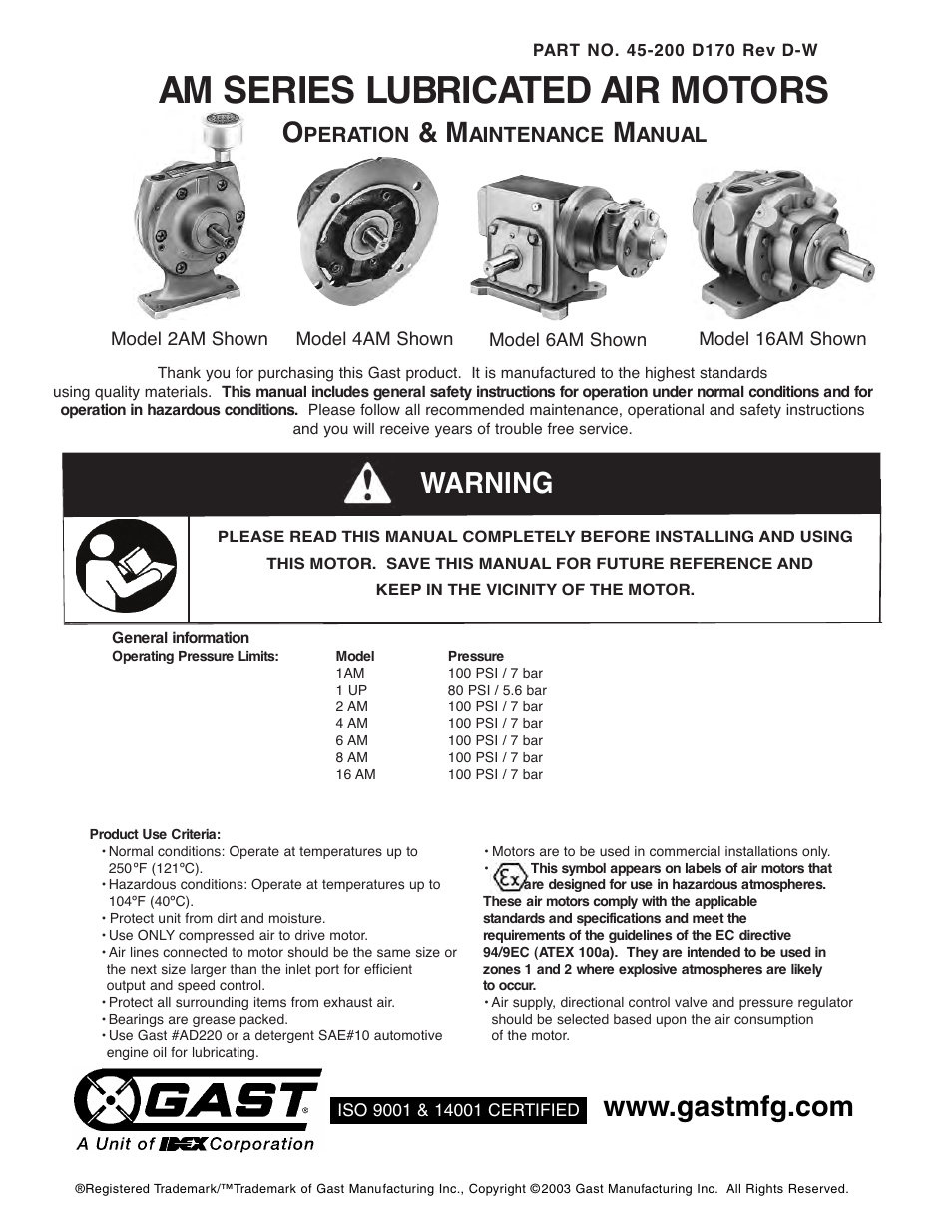 Gast 16 AM User Manual | 15 pages