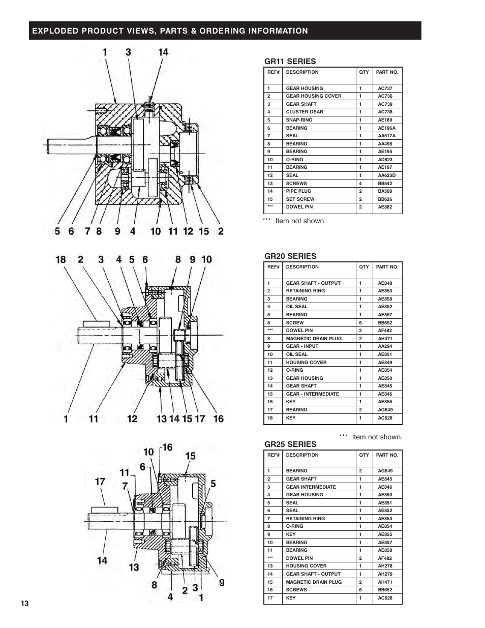 Gr20 series, Gr25 series, Item not shown | Gast 16 AM User Manual | Page 13 / 15