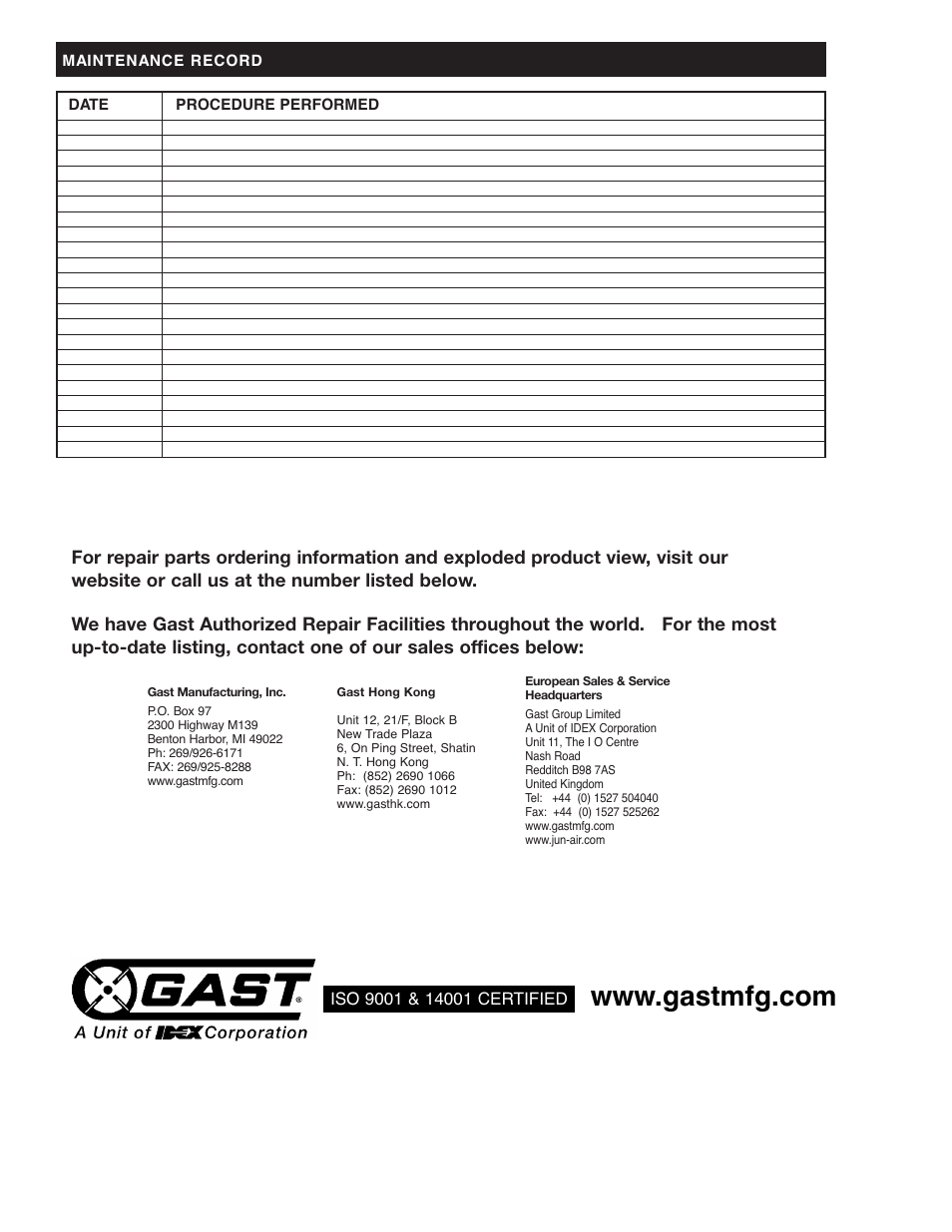 Gast 16 AM User Manual | Page 15 / 15