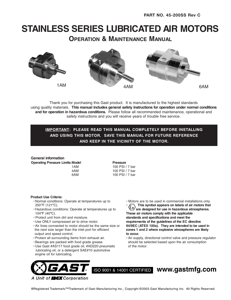 Gast 4AM (SS) User Manual | 10 pages