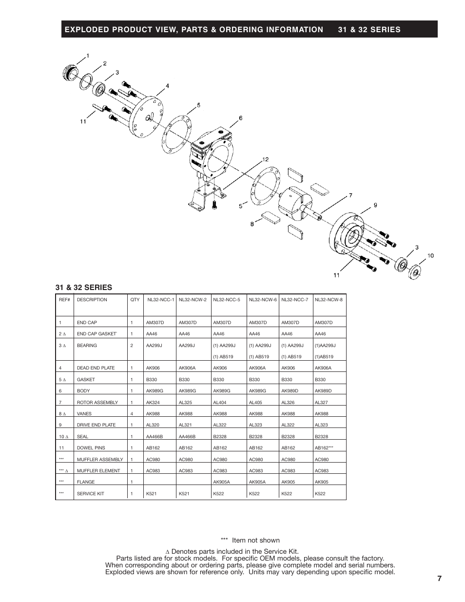 31 & 32 series, Item not shown | Gast NL52 User Manual | Page 7 / 12