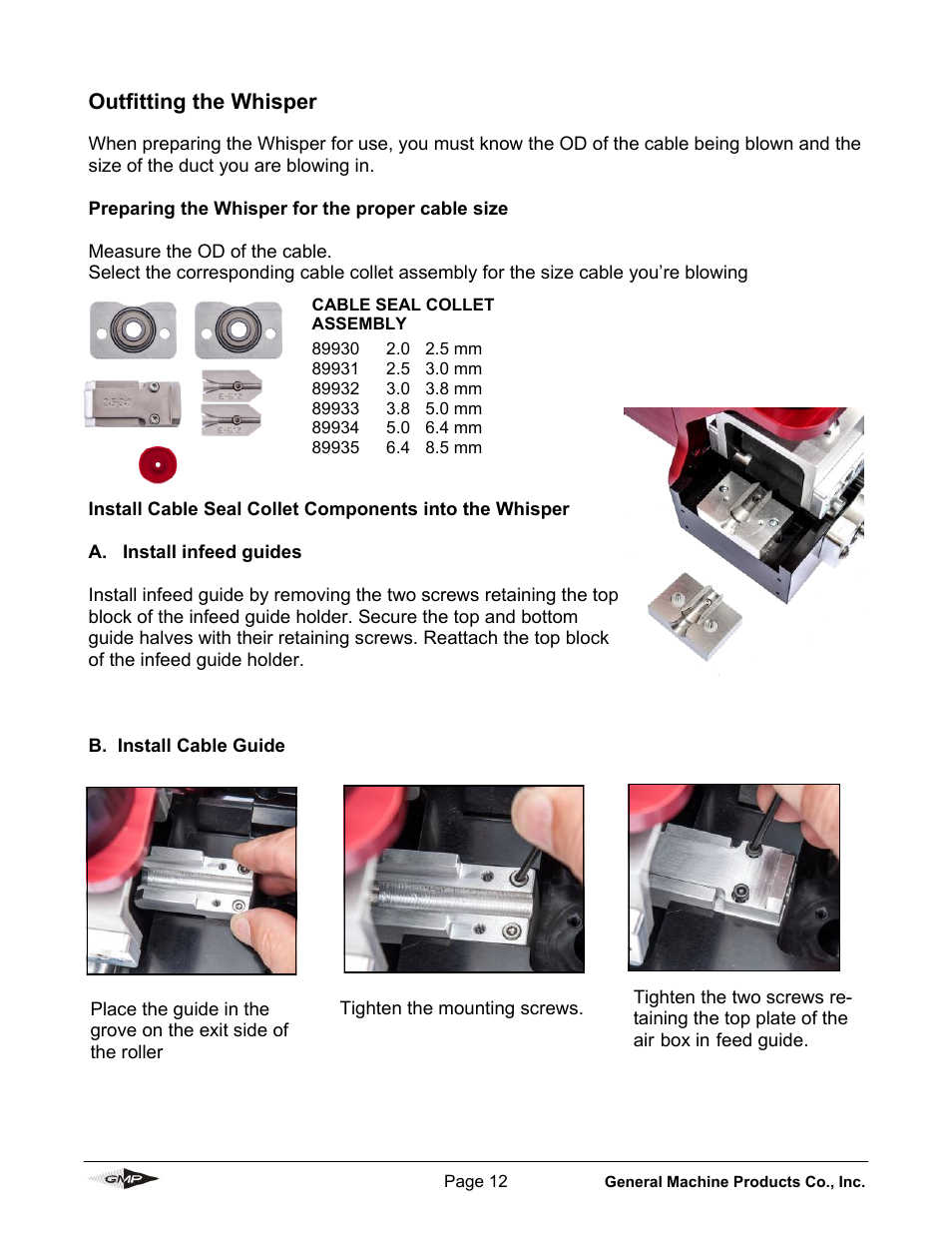 General Machine Products 89910 Whisper Micro Fiber Cable Blowing Machine User Manual | Page 12 / 32