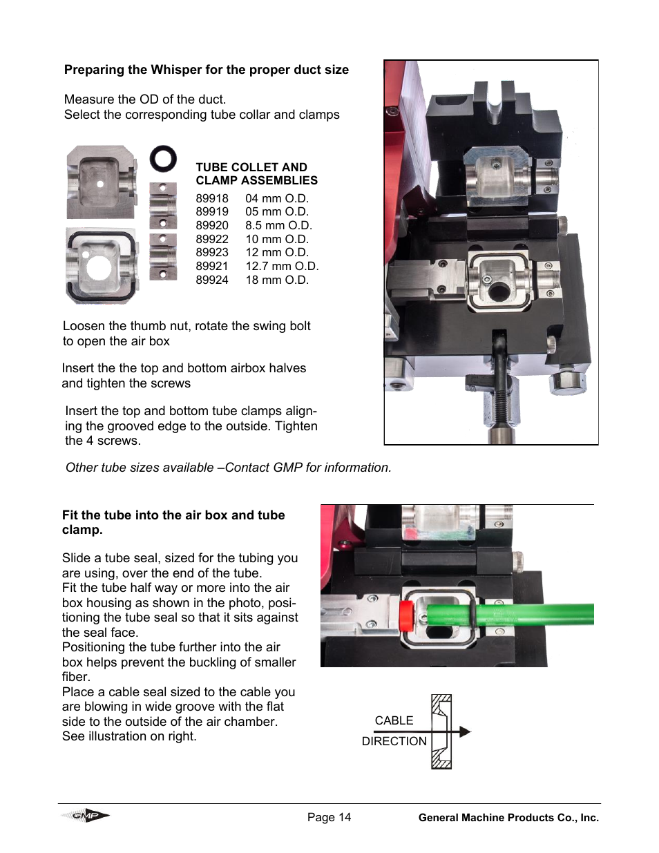 General Machine Products 89910 Whisper Micro Fiber Cable Blowing Machine User Manual | Page 14 / 32