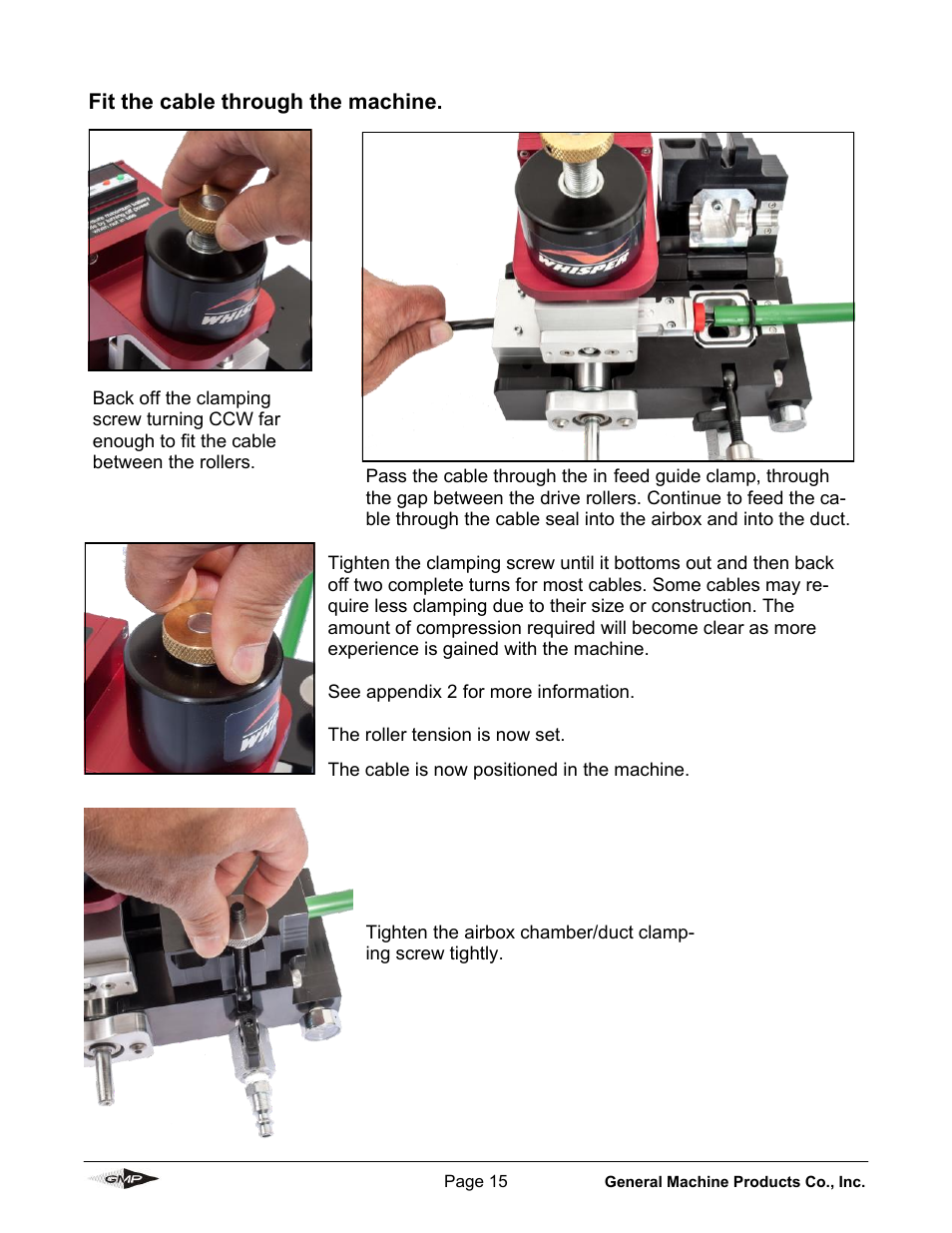 General Machine Products 89910 Whisper Micro Fiber Cable Blowing Machine User Manual | Page 15 / 32