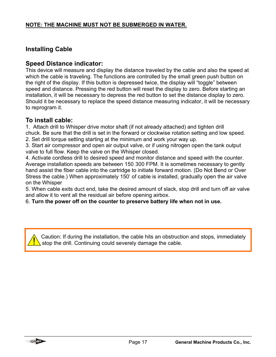 General Machine Products 89910 Whisper Micro Fiber Cable Blowing Machine User Manual | Page 17 / 32