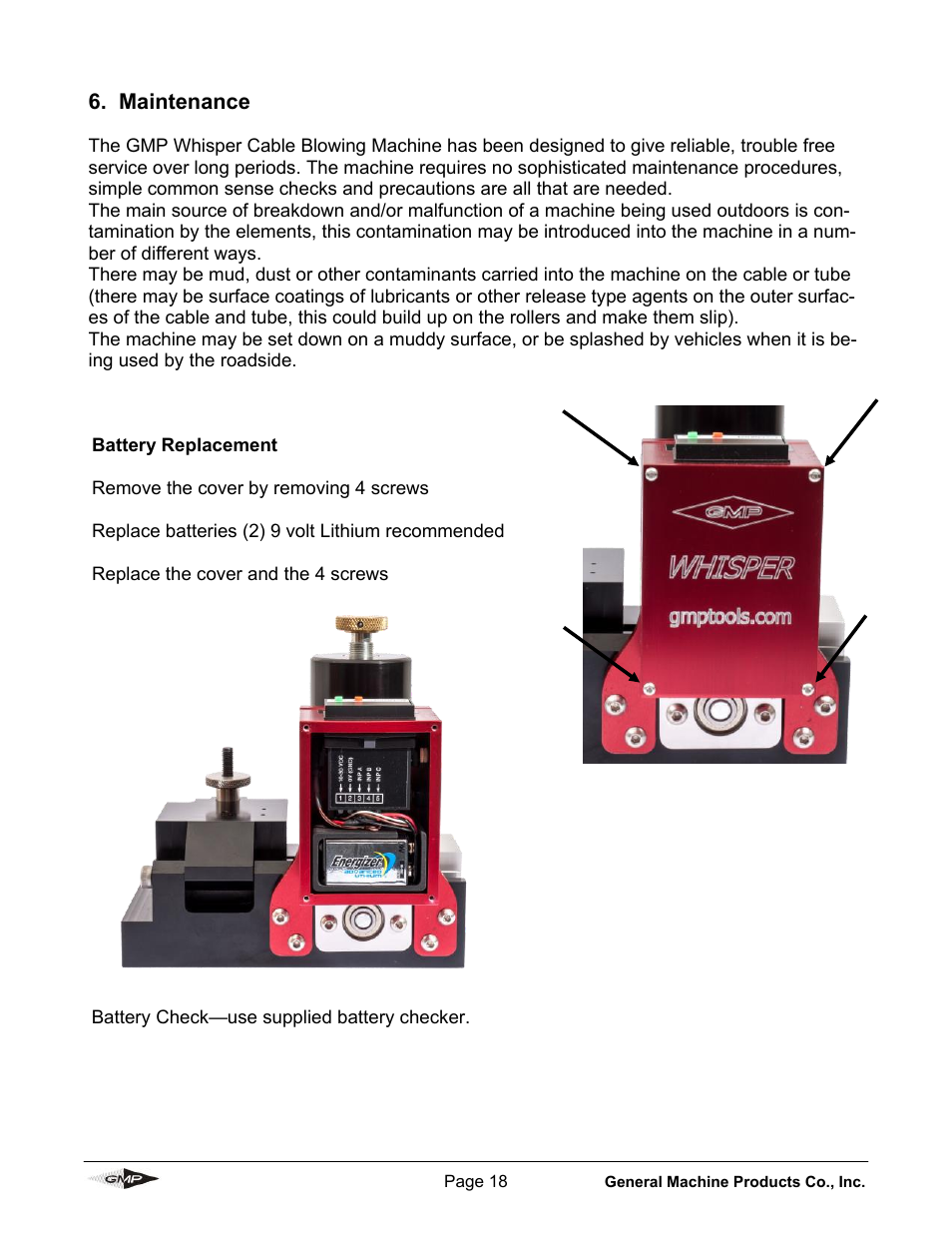 General Machine Products 89910 Whisper Micro Fiber Cable Blowing Machine User Manual | Page 18 / 32