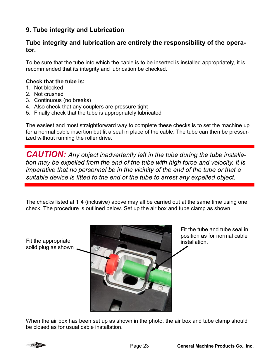 Caution | General Machine Products 89910 Whisper Micro Fiber Cable Blowing Machine User Manual | Page 23 / 32