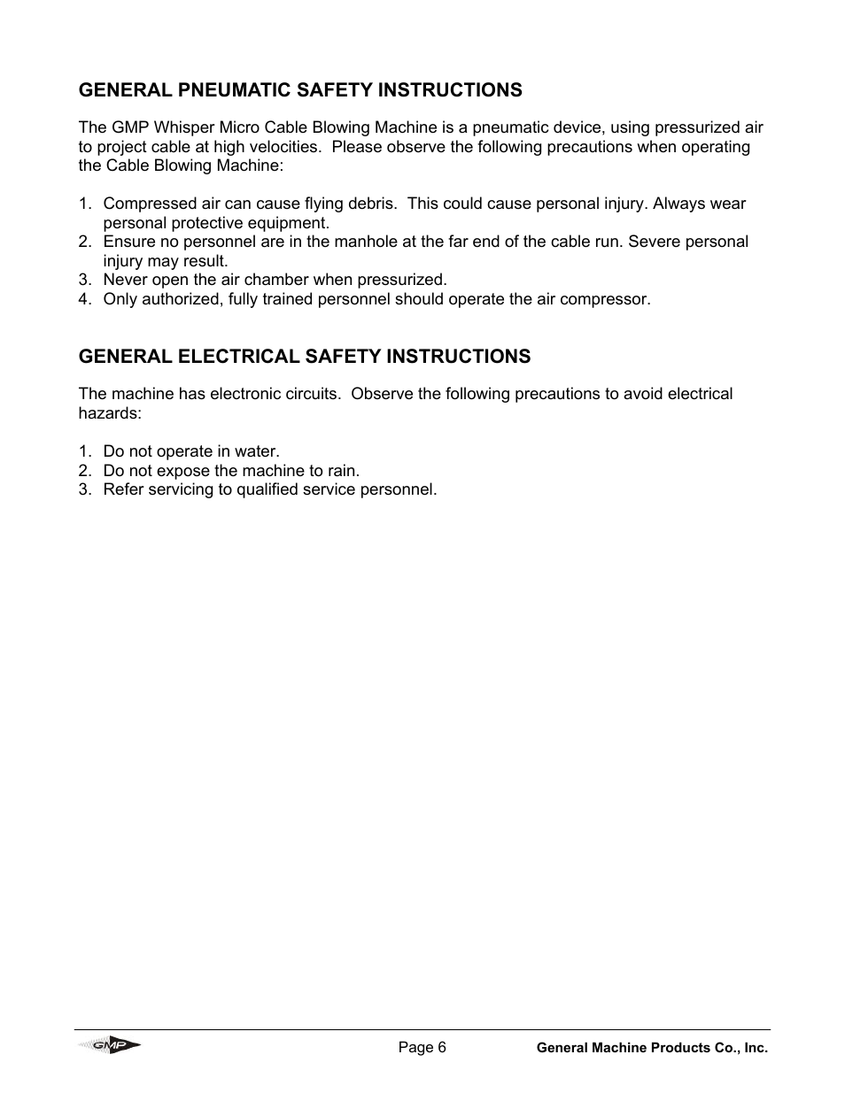 General Machine Products 89910 Whisper Micro Fiber Cable Blowing Machine User Manual | Page 6 / 32