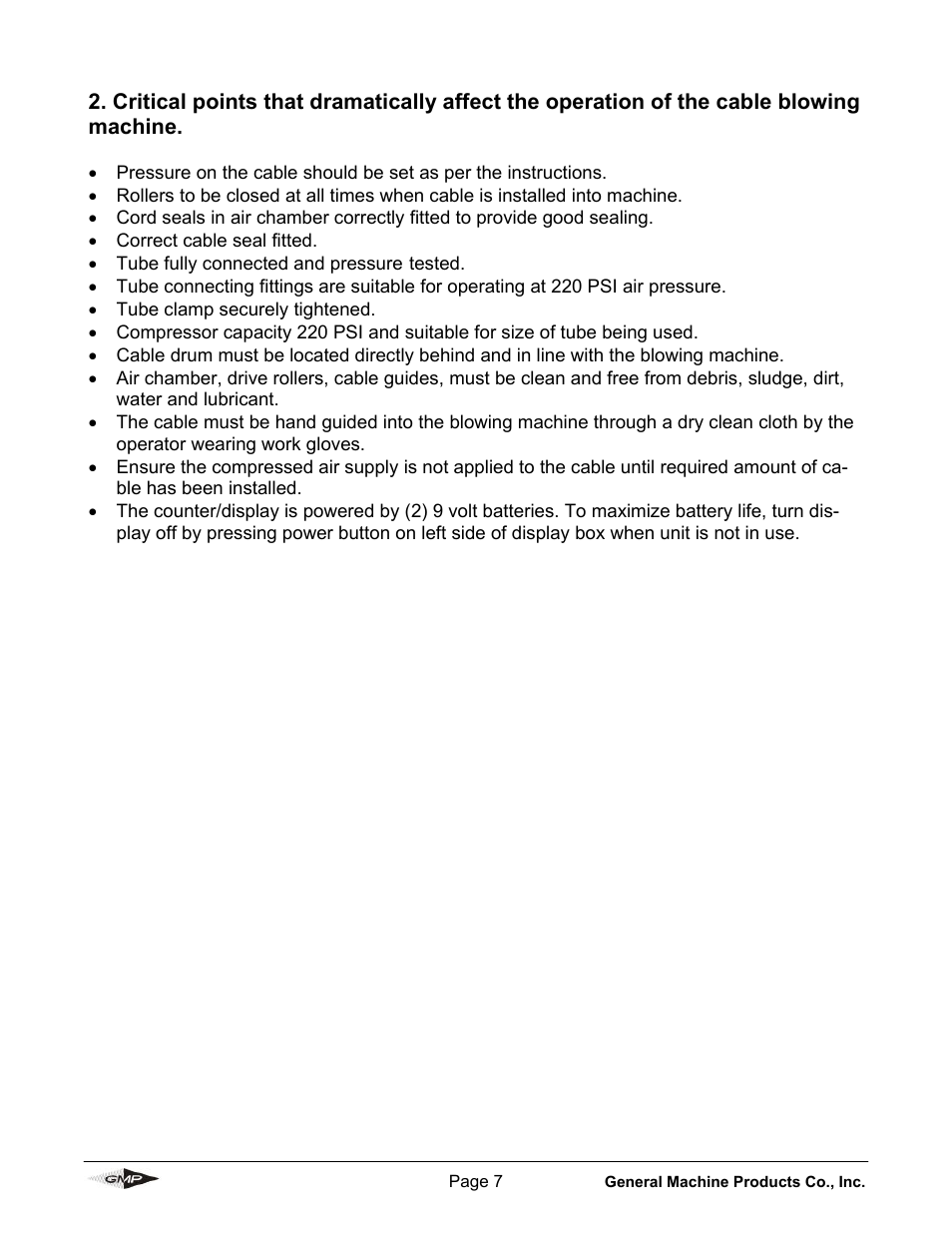 General Machine Products 89910 Whisper Micro Fiber Cable Blowing Machine User Manual | Page 7 / 32