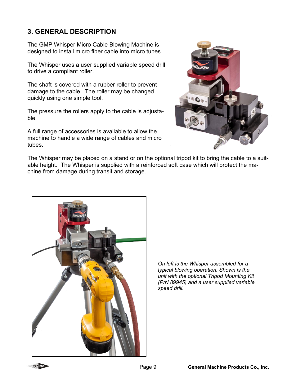 General description | General Machine Products 89910 Whisper Micro Fiber Cable Blowing Machine User Manual | Page 9 / 32