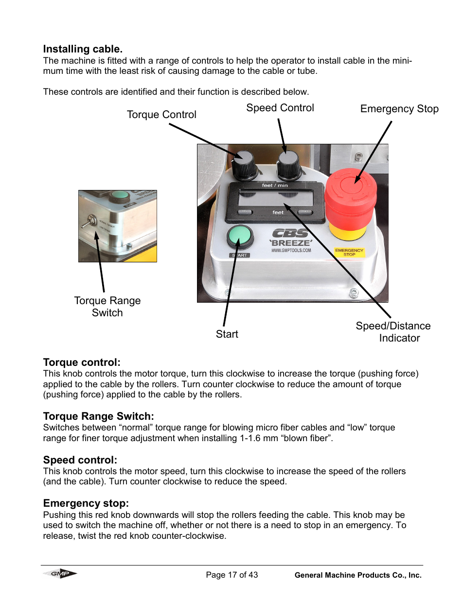 General Machine Products 89010 Breeze Micro Fiber Cable Blowing Machine User Manual | Page 17 / 43