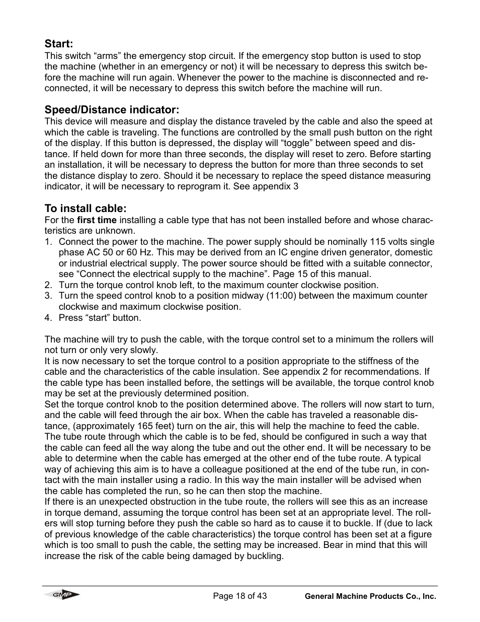 General Machine Products 89010 Breeze Micro Fiber Cable Blowing Machine User Manual | Page 18 / 43